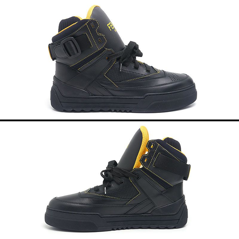 Fendi High Cut Sneakers Black Size 8