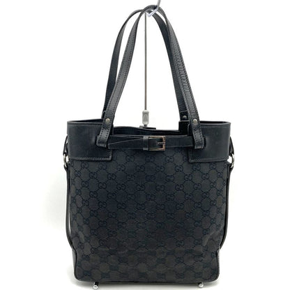 Gucci 107757 Handbag Tote Bag GG Canvas Black Ladies Men