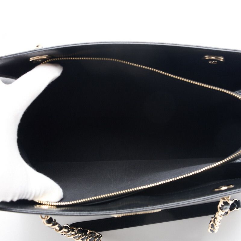 Chanel V Stitch Decacoco Double Chain Shoulder Lamb Skin Black With Gold