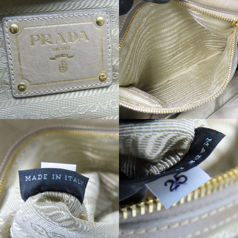 Prada Handbag Bl0678 Triangle Logo Plate Calf Pomice Sand Beige Gold Hardware