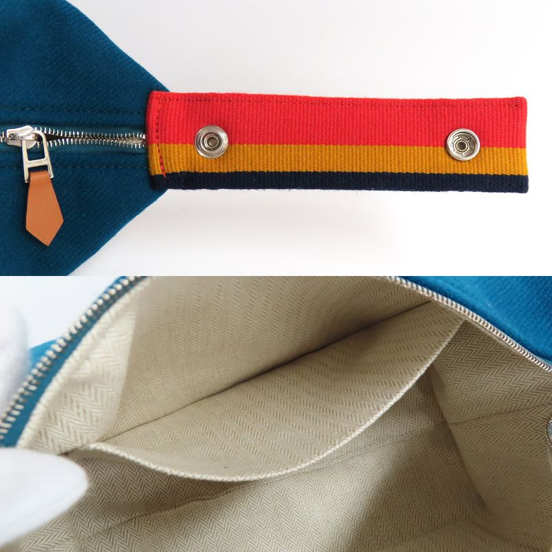 Hermes Brid A Black PM Cabas -le Bleu-paon Svhardware Wool Pouch