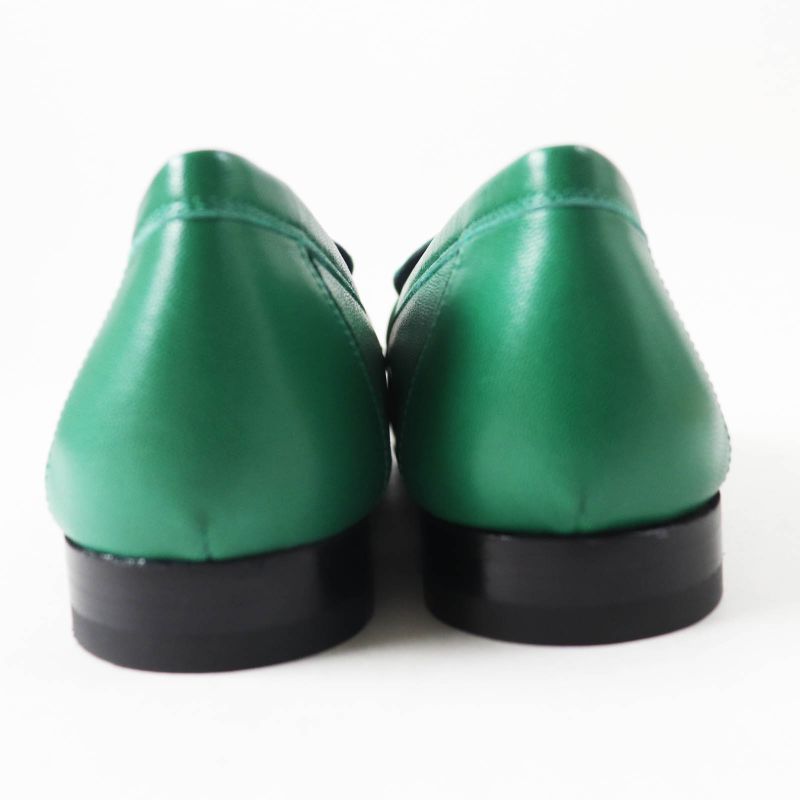 Hermes Moccasins Paris Constance Silver Hardware Leather Loafers Green 37 With