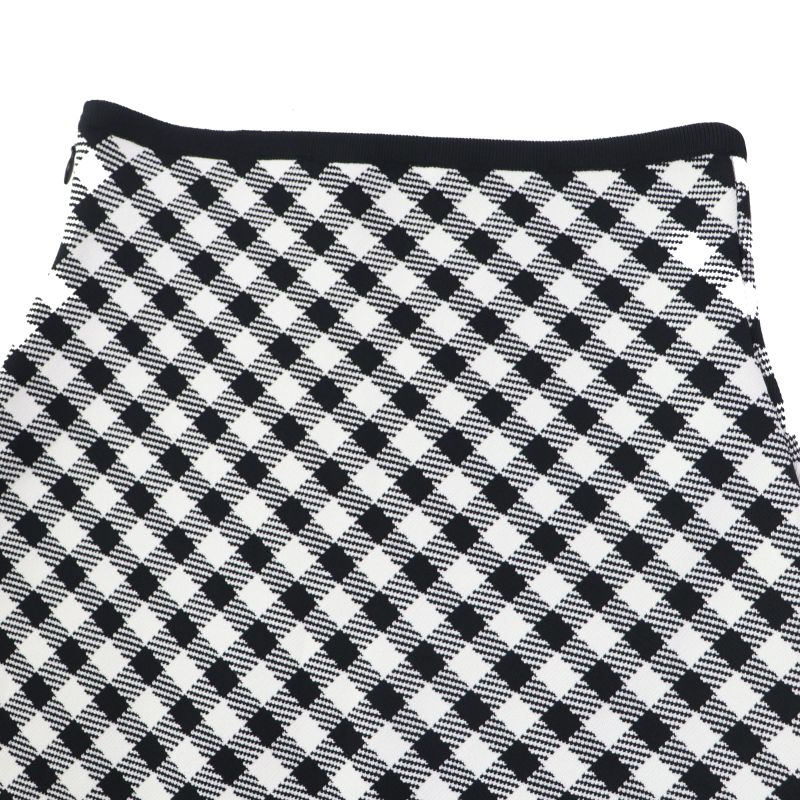 Christian DIOR 22 254j18am514 Gingham Checked Flared Skirt Black White 38 Made