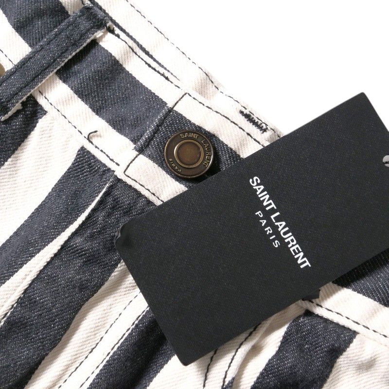 Saint Laurent Paris Denim Pants Size 25 (155 60Y) Striped Skinny