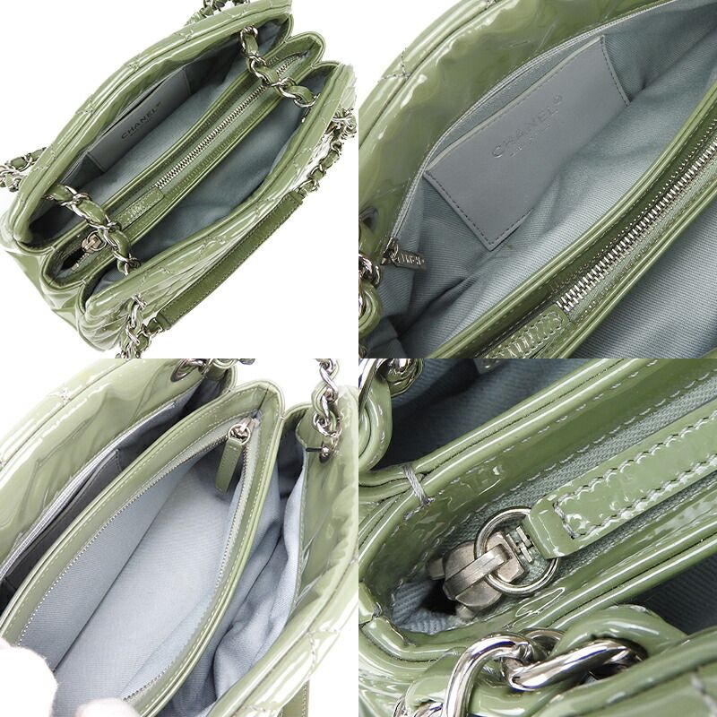 Chanel Handbag Mademoiselle Beau Ring Coco Mark Enamel Green Silver Hardware