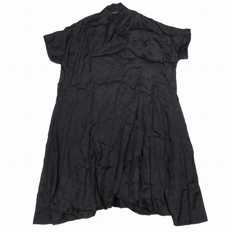 23ss Balenciaga Logo Allover Asymmetrical Shirt Dress Size M 725717 Tn005 Women
