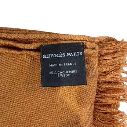895 Hermes Shawl New Livris 220 Orange-Brown Large Shawl Cashmere Silk Hermes