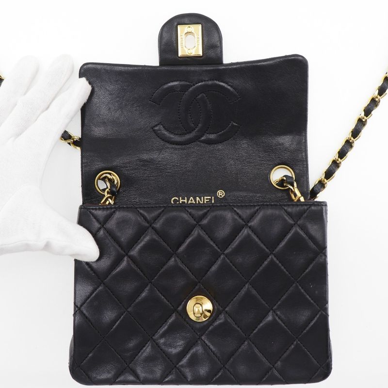Chanel Mini Chain Shoulder Matelasse Lambskin Black Ladies Shoulder Bag
