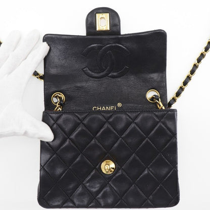Chanel Mini Chain Shoulder Matelasse Lambskin Black Ladies Shoulder Bag