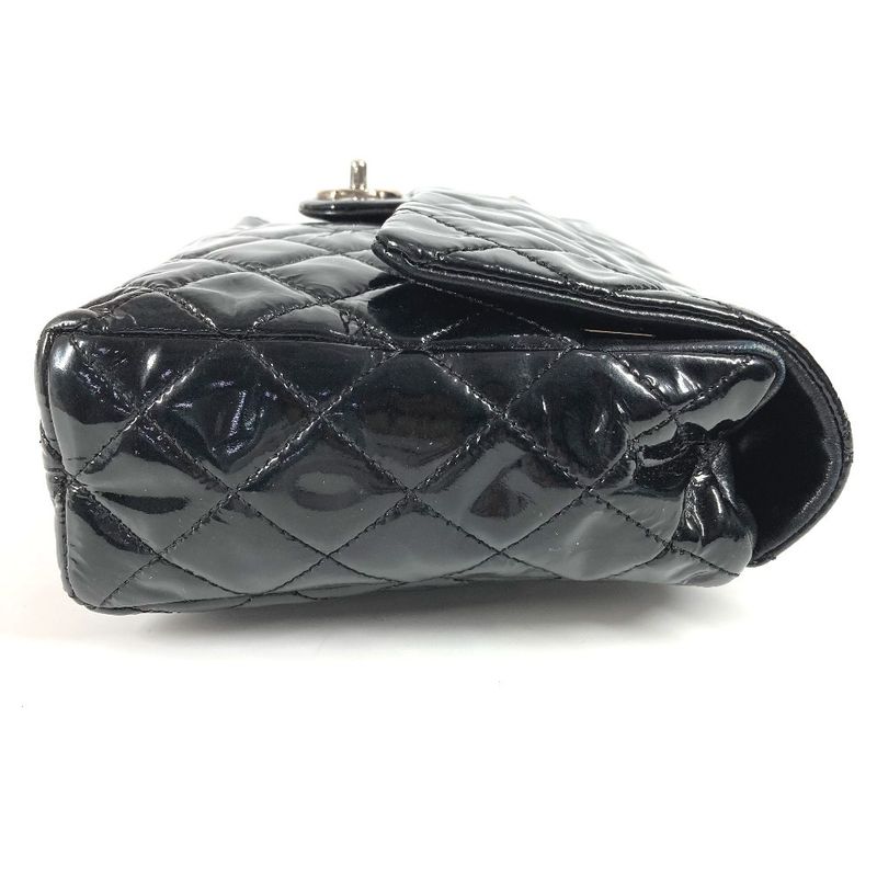 Chanel Upside Down Shoulder Bag Matelasse Enamel Black