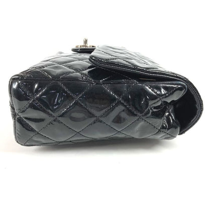 Chanel Upside Down Shoulder Bag Matelasse Enamel Black