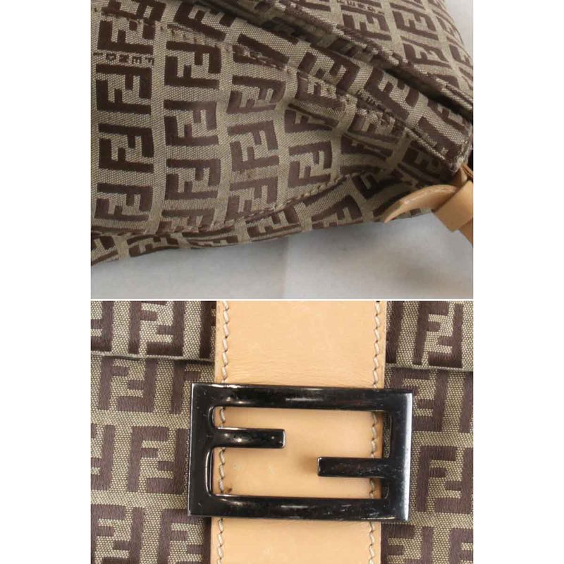 Fendi Zucchino Mamma Bucket Shoulder Bag Canvas Brown