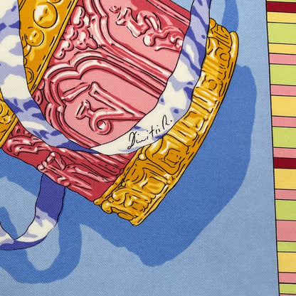 Hermes Carre 90 Prieres AU VENT Prayer In The Wind Silk Scarf Blue