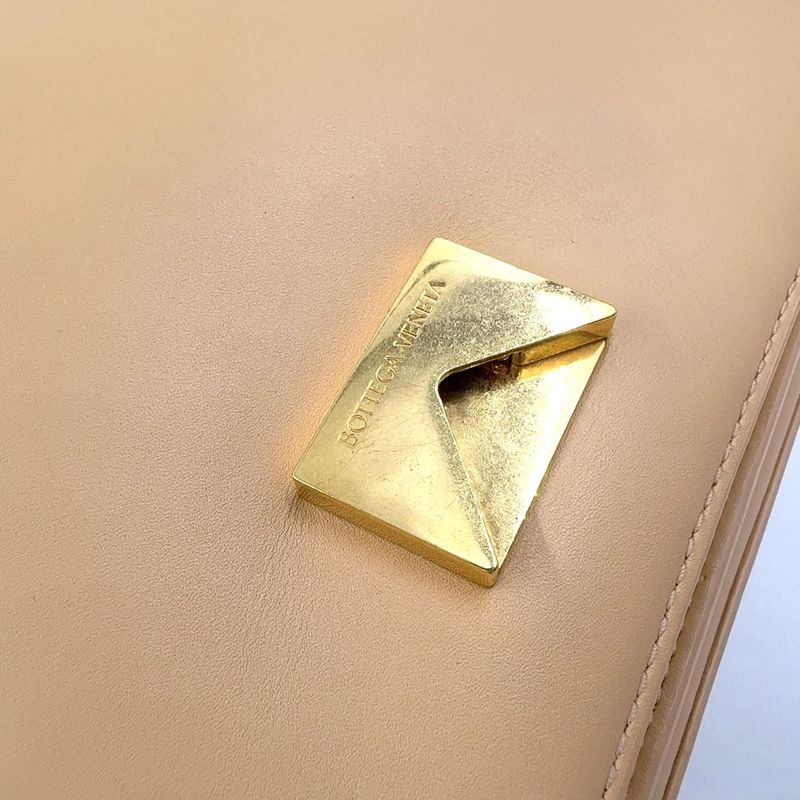 Bottega Veneta Mount Envelope 2WAY Chain Shoulder Leather Beige Handbag Gold