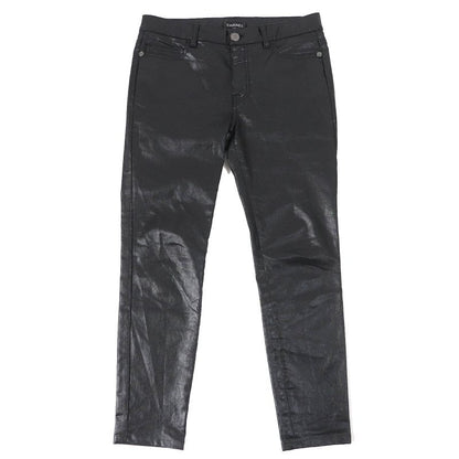 CHANEL P50636 Coco Mark Button Coated Pants Blackish 40 Genuine