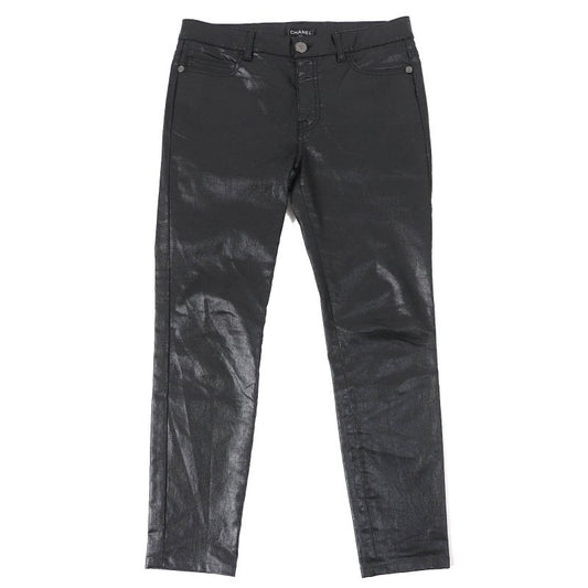 CHANEL P50636 Coco Mark Button Coated Pants Blackish 40 Genuine