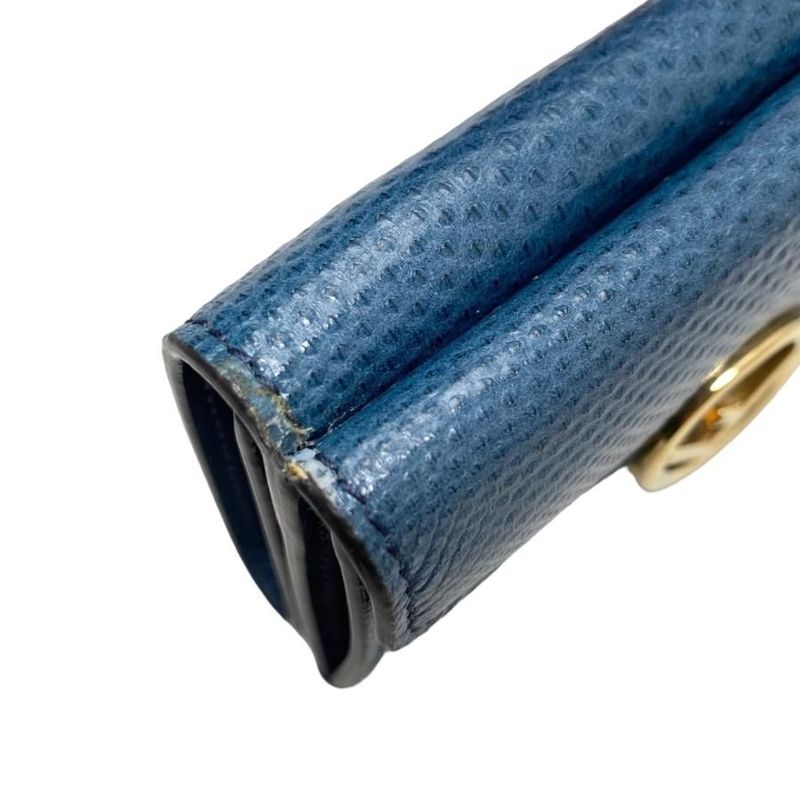 Fendi Trifold Compact Wallet 8m0395-A86r-199-1835 Blue Gold Hardware Fendi