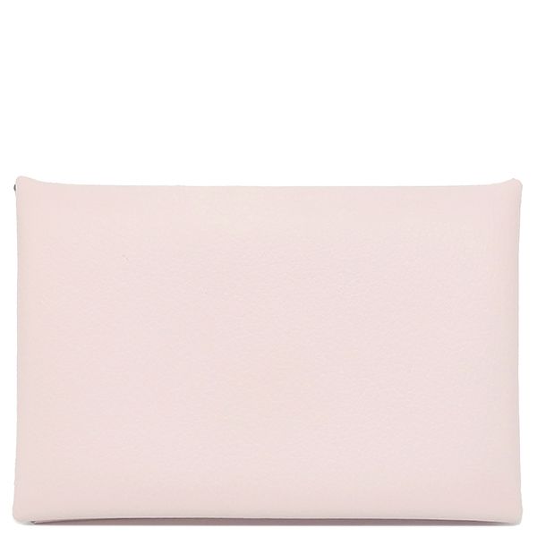 Hermes Card Case Calvi Evercolor Mauve Pale Silver Hardware U Engraved [box
