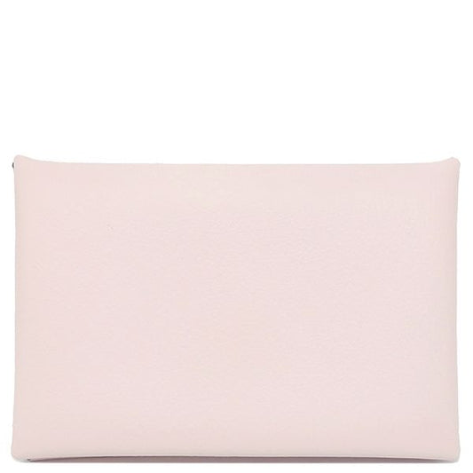Hermes Card Case Calvi Evercolor Mauve Pale Silver Hardware U Engraved [box