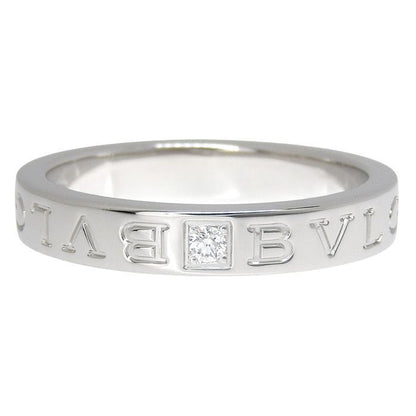 Bvlgari Double Logo Diamond Ring 18K White Gold 750 White Gold Diamond #21 Ring