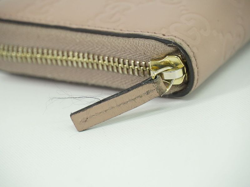 Authentic Gucci Ribbon Round Zipper Long Wallet Long Wallet Guccissima Leather