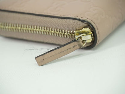 Authentic Gucci Ribbon Round Zipper Long Wallet Long Wallet Guccissima Leather