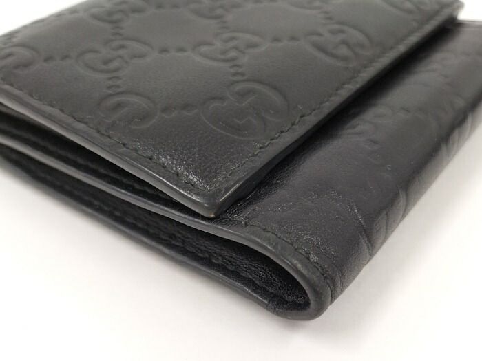 Gucci Trifold Wallet Leather Black 268533