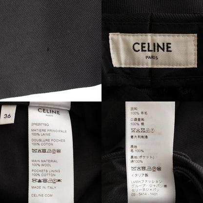 Celine 24 Taillat Pants Wool Tuck Wide Slacks Pants Bottoms 2p625778q Black 36
