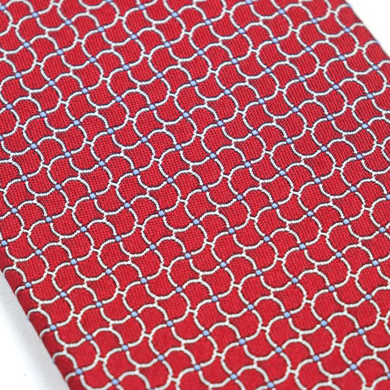 Hermes 659142t Cravate 100% Silk All-over Design H Logo Lining Red With Box