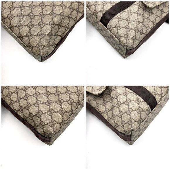 Authentic Gucci GG Supreme Web Canvas Sherry Messenger Bag Monogram Flap Tote