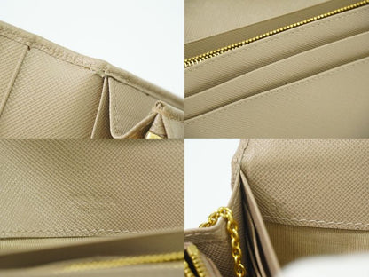 Authentic Prada Leather Long Wallet Long Wallet Pink Beige Wallet Pre-owned