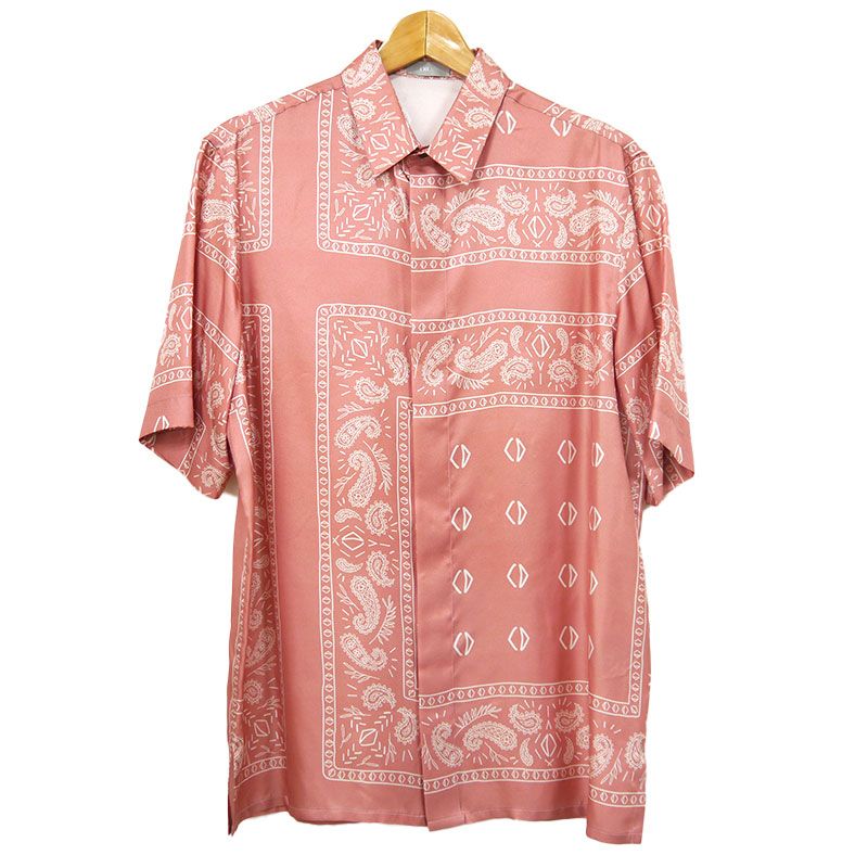 Dior Paisley Pattern Short Sleeve Shirt Size 38 Silk Pink