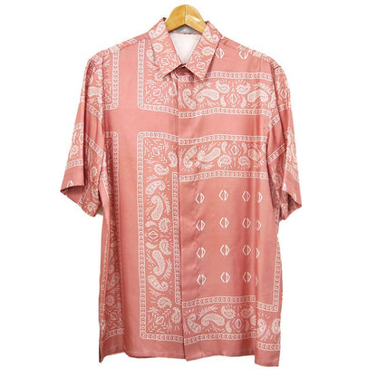 Dior Paisley Pattern Short Sleeve Shirt Size 38 Silk Pink