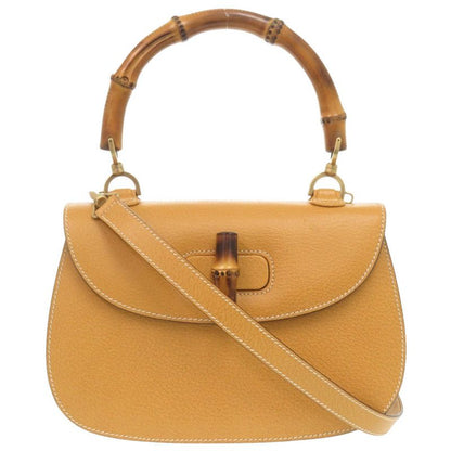 Gucci 2WAY Bamboo 000 1364 0633 Leather Yellow Handbag Yellow 0145 Gucci