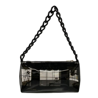 Chanel Shoulder Bag Window Line Clear X Black Plastic Chain Shoulder