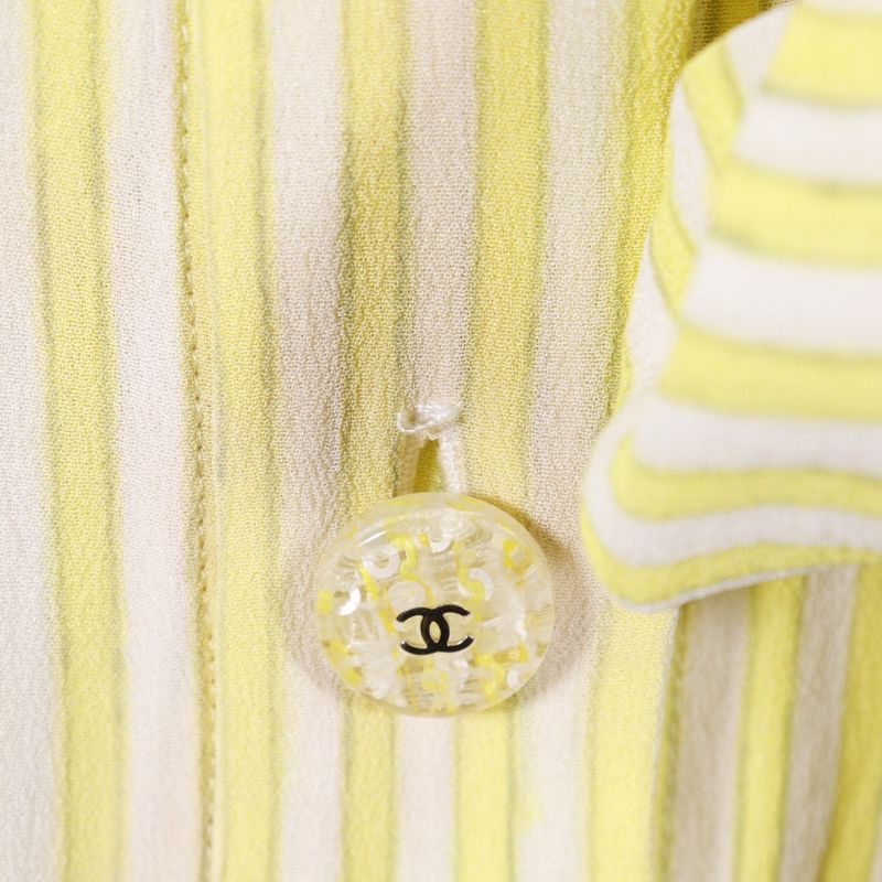 Chanel Shirt Dress Straps P61108v46519 Silk Yellow Ladies Dress