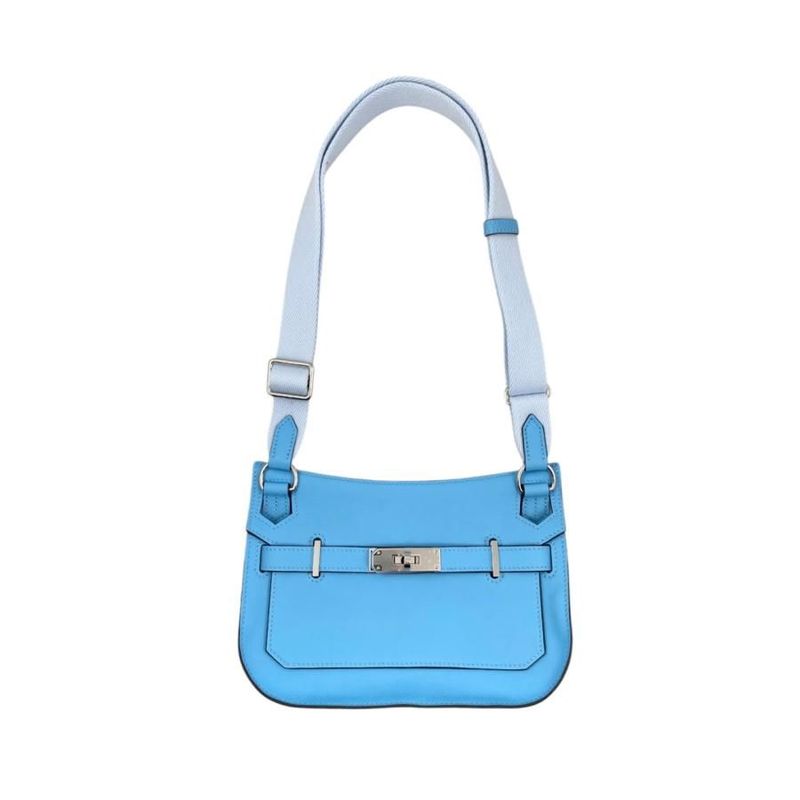 Hermes Shoulder Bag Gipsyère Mini W Engraved Swift Celeste Blue Brume Silver