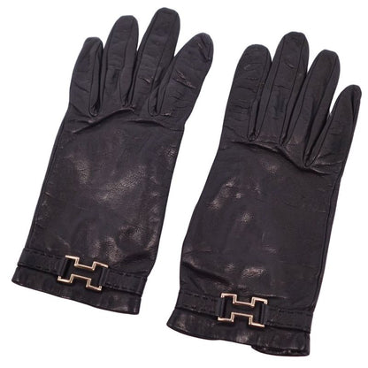 Hermes Gloves H Logo Lamb Leather Women's H