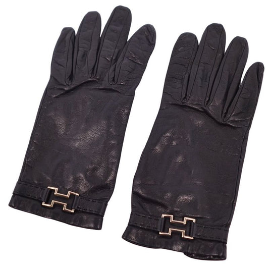 Hermes Gloves H Logo Lamb Leather Women's H