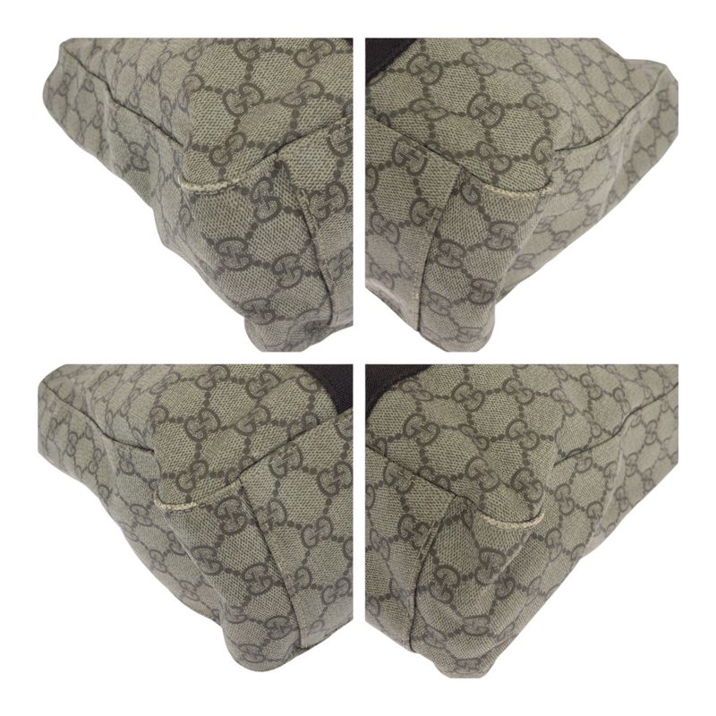 Gucci Beige Dark Brown GG Supreme Canvas 141624 Tote Bag Shoulder Bag Women