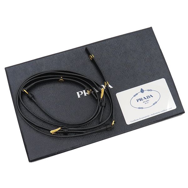 Prada Chain Wallet Saffiano Metal Shoulder Wallet Leather Nero Gold Hardware