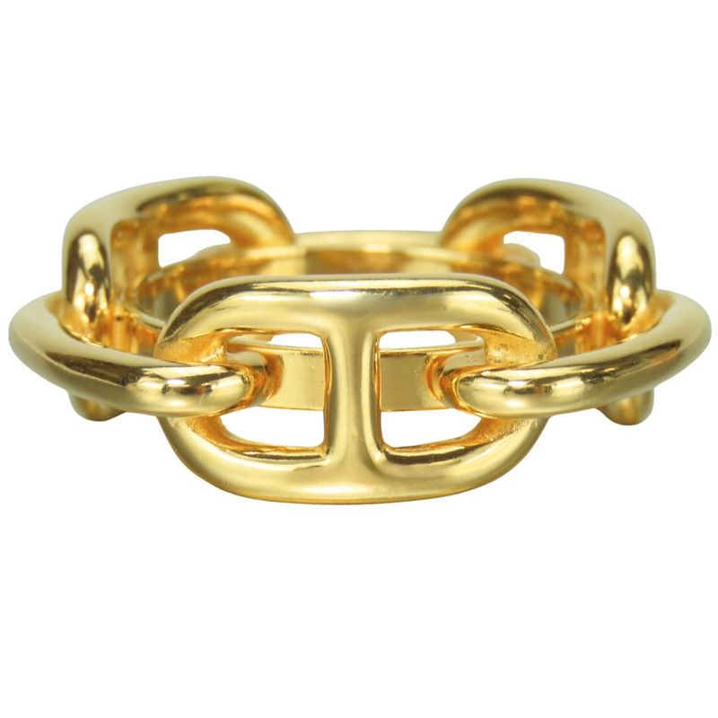Hermes Scarf Ring Chaine D'ancre Metal Gold Plated Accessories Ladies Women