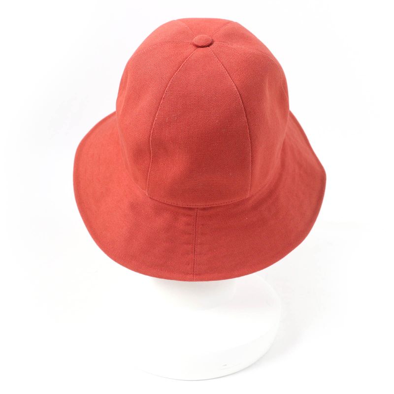 Hermes Serie Hardware 100% Cotton Canvas Hat Orange 57 Made In France Genuine