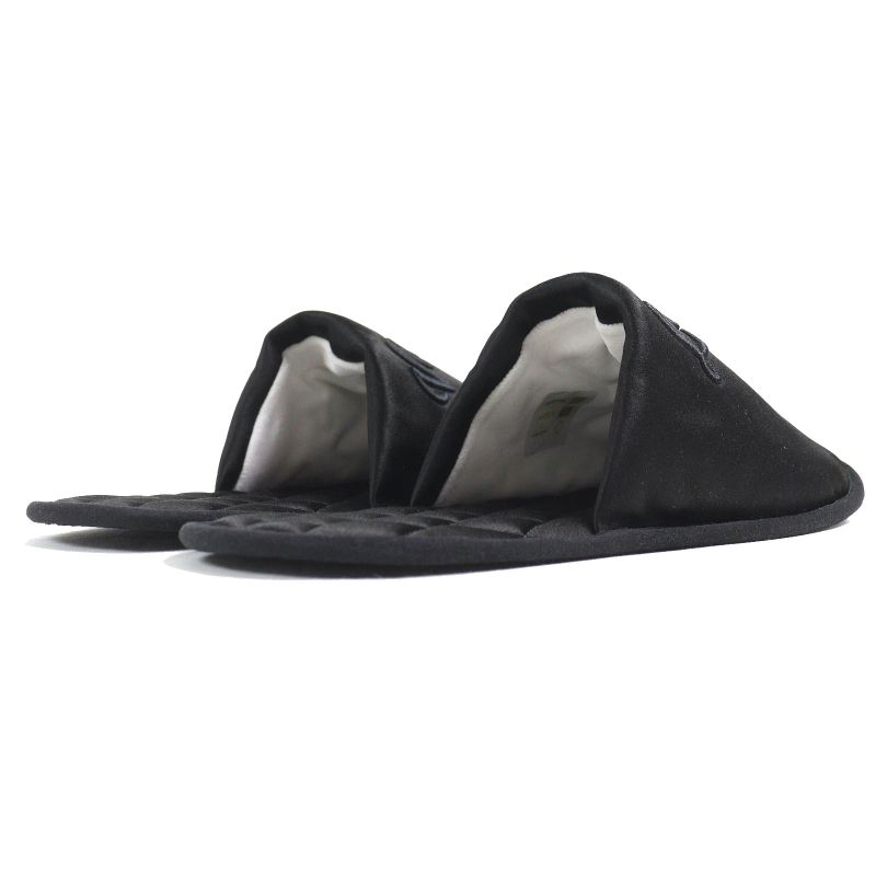 Louis Vuitton LV Sweet Line Logo Embroidery Satin Slippers Room Shoes Black