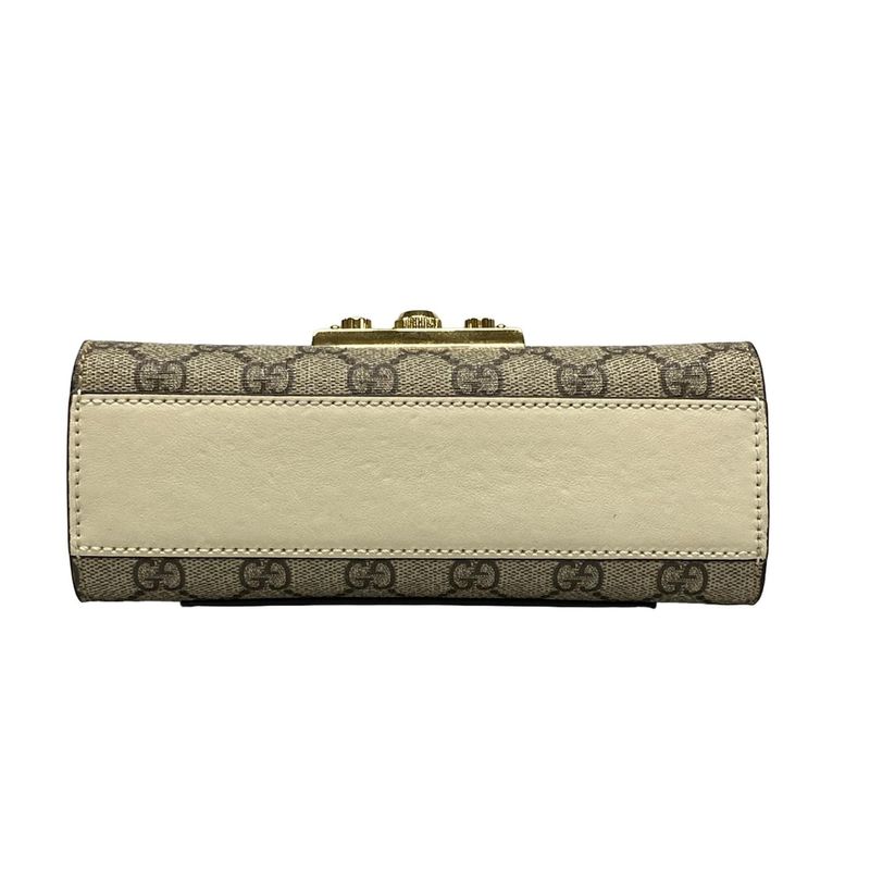 Gucci Shoulder Bag Padlock Small 409487 Beige Dark Brown And Ivory Chain