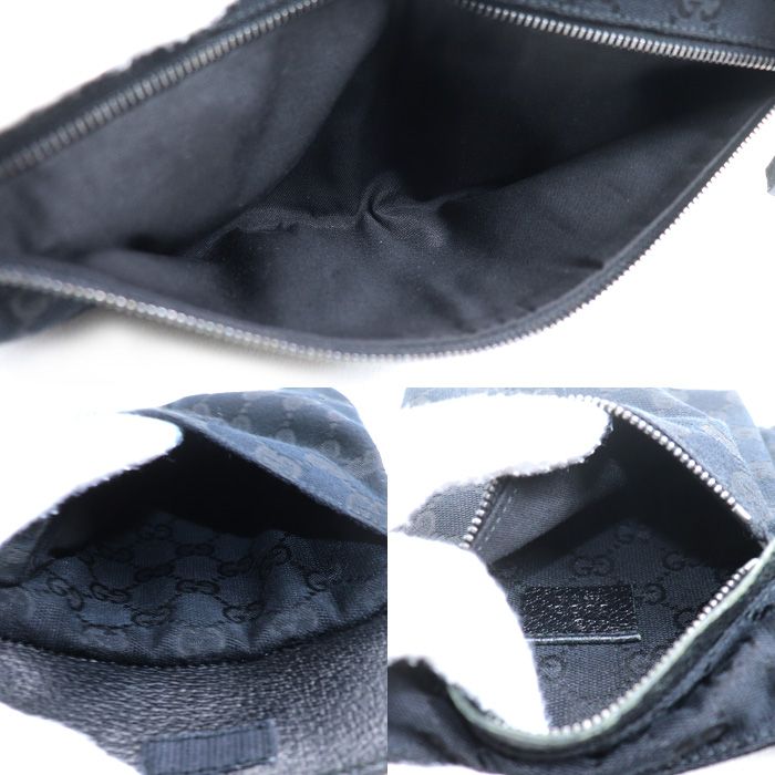 Gucci GG Canvas Belt Bag Waist Bag Black 28566 Body Bag Men's Preowned
