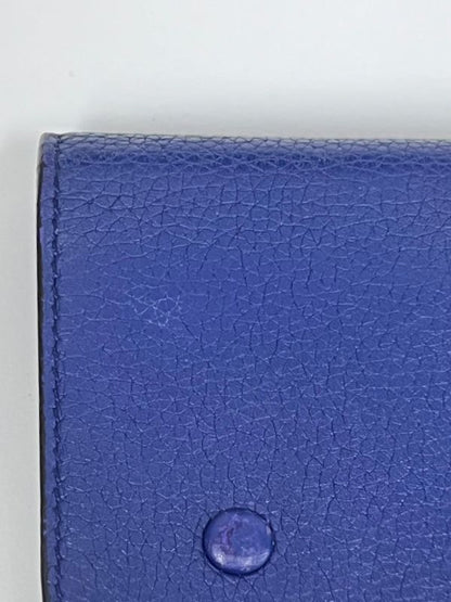 Celine Long Wallet Fold Wallet Blue Leather 01bs074