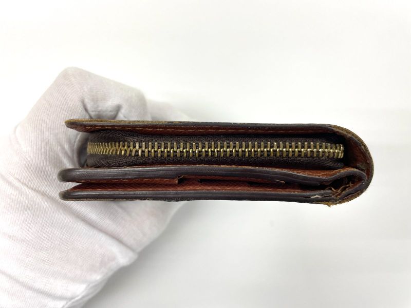 Louis Vuitton Monogram Compact Zipped Folding Wallet M61667 Brown Made In Spain