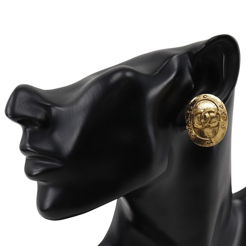 Chanel Coco Mark Vintage Gold Plated 28 Ladies 16.0g Earrings