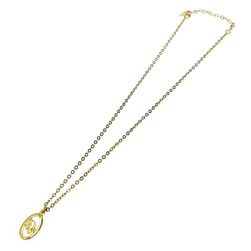Christian Dior GP Dior Logo Oval Necklace Women's Gold 363000 Necklace